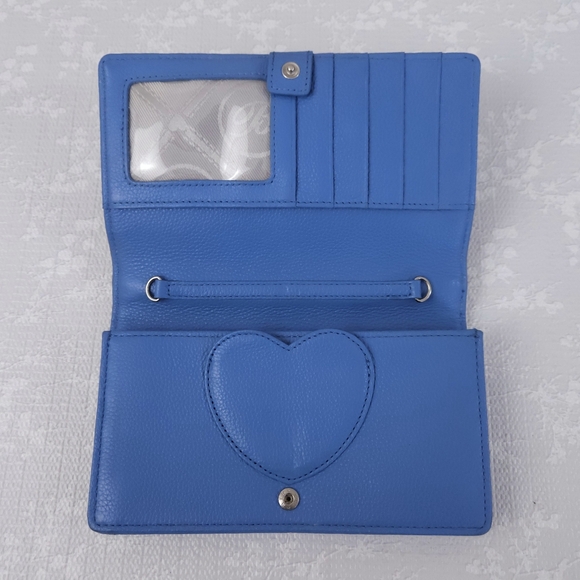 BRIGHTON Croc Embossed Blue Leather Clutch - Picture 6 of 13
